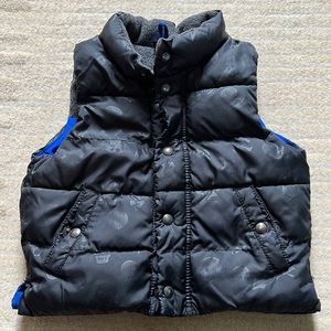 GAP Kids Black Puffer Vest with Blue Accents